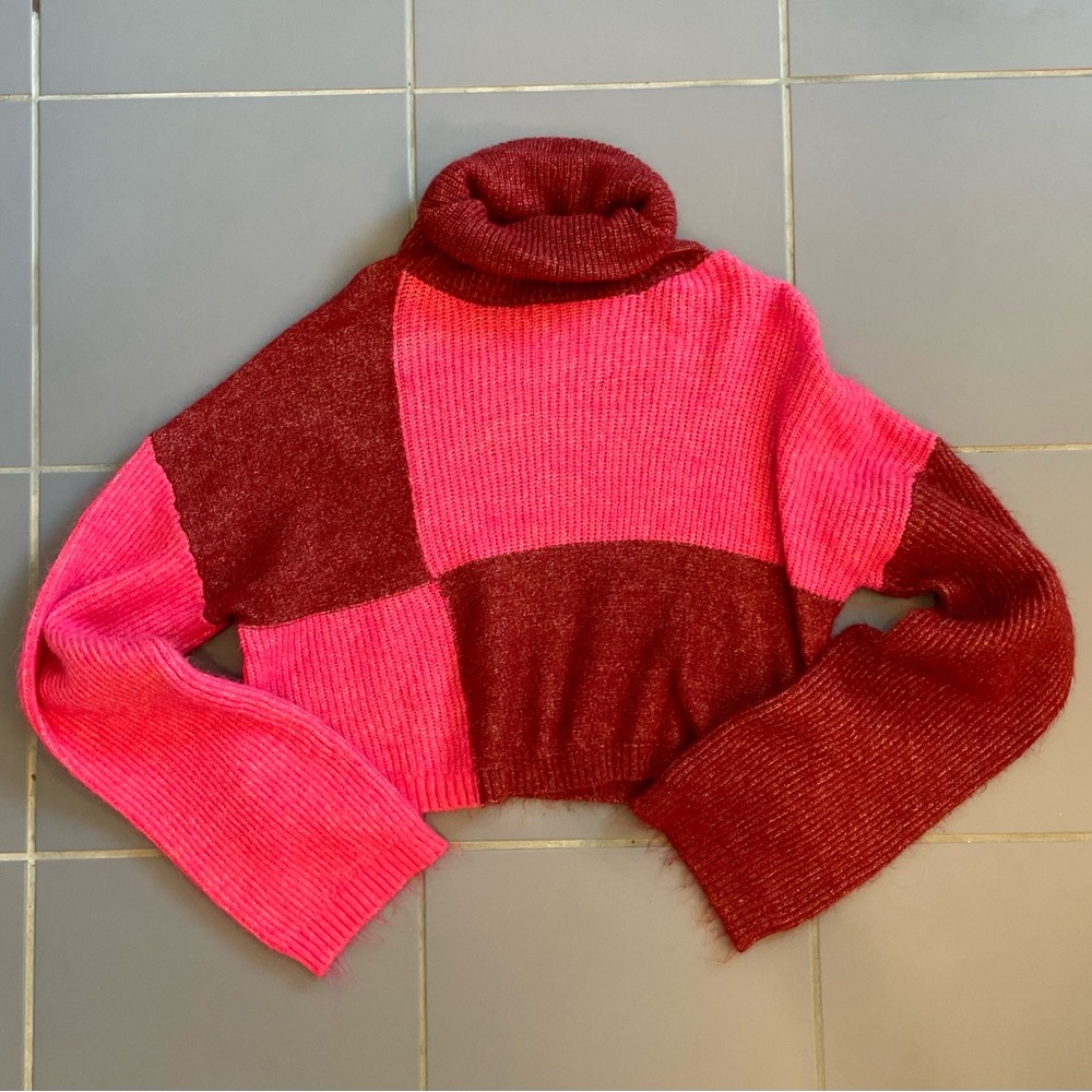Wild Fable Pink and Red Turtleneck Sweater
